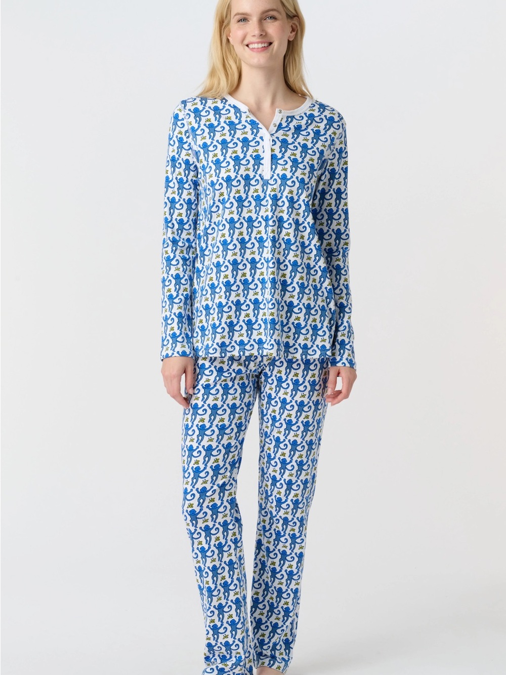 Roller Rabbit Blue Monkey Pajamas Size Small